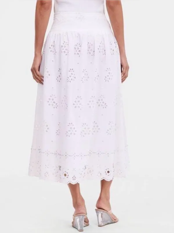 INC International Concept Crystal Embellished Eyelet Midi Skirt Size Large - Image 3