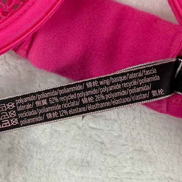 Victoria's Secret Very Sexy Low Cut Demi Unlined Fishnet Mesh Bra Pink Large NEW - Image 8