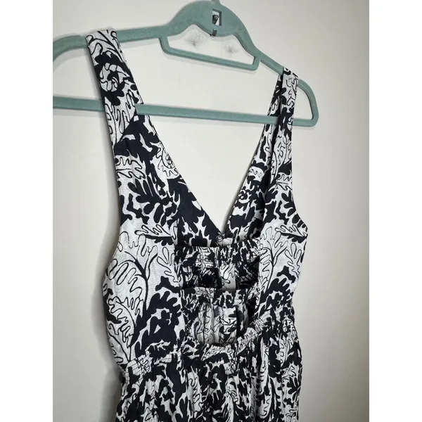 Anthropologie‎ Drama V Neck Maxi Dress Sz M Black White Open Back - Image 8