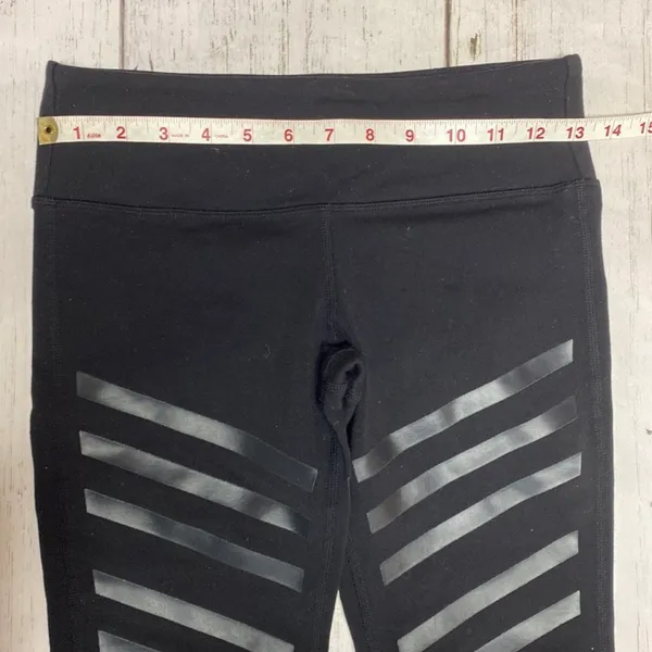 ALO High Waist Goddess Leggings in Black Gloss Stripe Size Small - Image 7