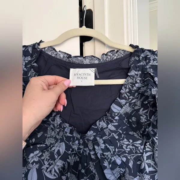 NWT Tuckernuck Hyacinth House Samson Mini Dress New Ruffle Navy‎ Floral Blue - Image 3