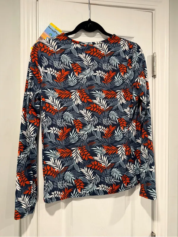 NWT Hang Ten Size S UPF 50+ Tropical Floral Long Sleeve Rash Guard Swim Shirt - Image 4
