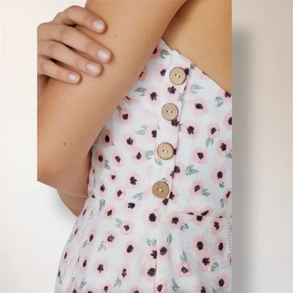 Hutch White Floral Mini Dress Crossback Straps Milkmaid Spring‎ Wedding Guest - Image 3