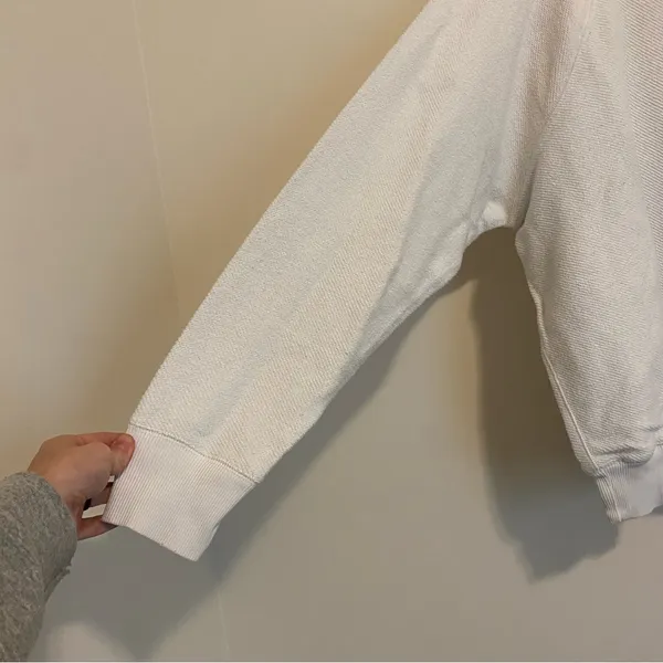 Aerie White Textured Pullover Crewneck size Large - Image 2