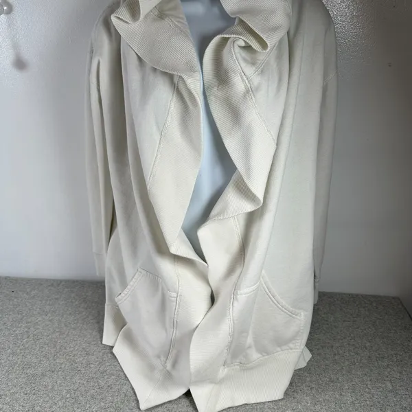 Polo‎ Ralph Lauren Womens Small Cardigan White Long Sleeve Open Front Collared - Image 5