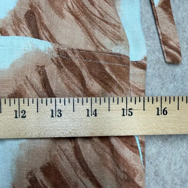 Moon‎ River Brown White Brushstroke Linen Blend Midi Dress Tie Strap Cutout Med - Image 10