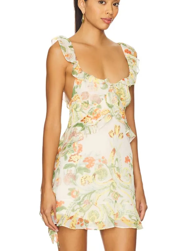 NWOT $168 Free People Bali Flora Minidress Large, TEA COMBO - Image 3