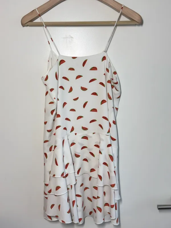 Cooper & Ella Jessica Watermelon Ruffled Dress White Red Print Size S - Image 7