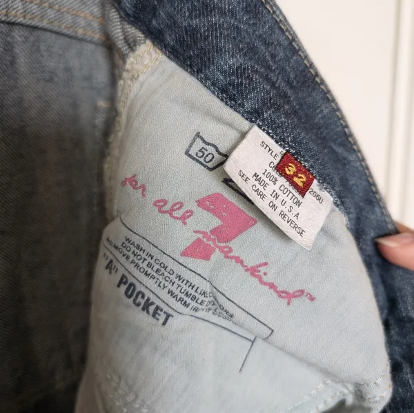 7 FOR ALL MANKIND "A" Pocket Jeans Mid Rise W32 Medium Wash USA Made - Image 5