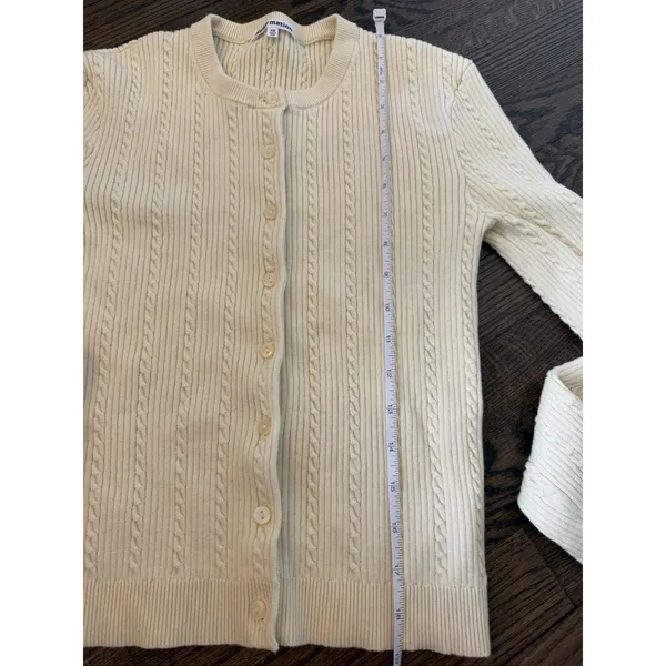 REFORMATION Natalie Cable Stich Cardigan Sweater In Lemon Icing XS NEW READ - Image 8