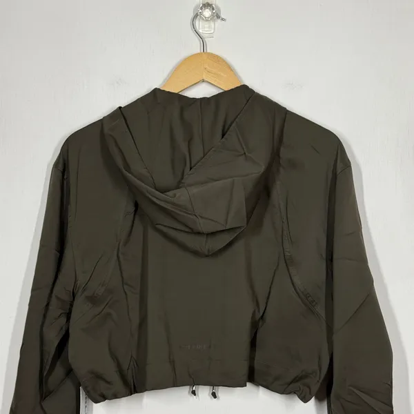 Girlfriend Collective Windbreaker Jacket Women XS Green Full Zip Hoodie Crop NWT - Image 5