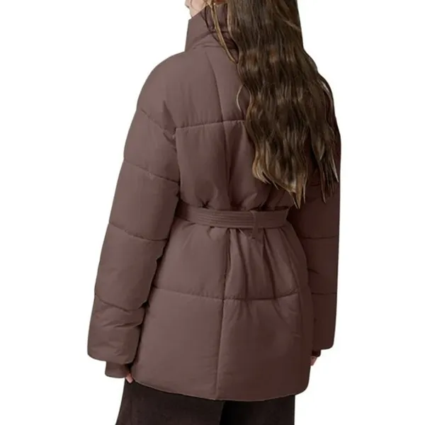 NWT ~ Women's Brown Puffer Jacket Belt & High Collar Winter Coat ~ Plus Size XXL - Image 2