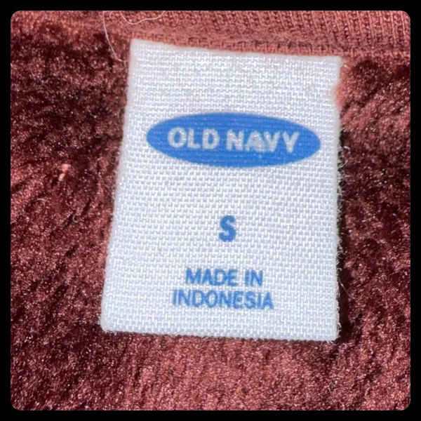 Old Navy Fleece Jacket Women Small Burgundy Teddy Full Zip Mock Neck Outerwear - Image 2