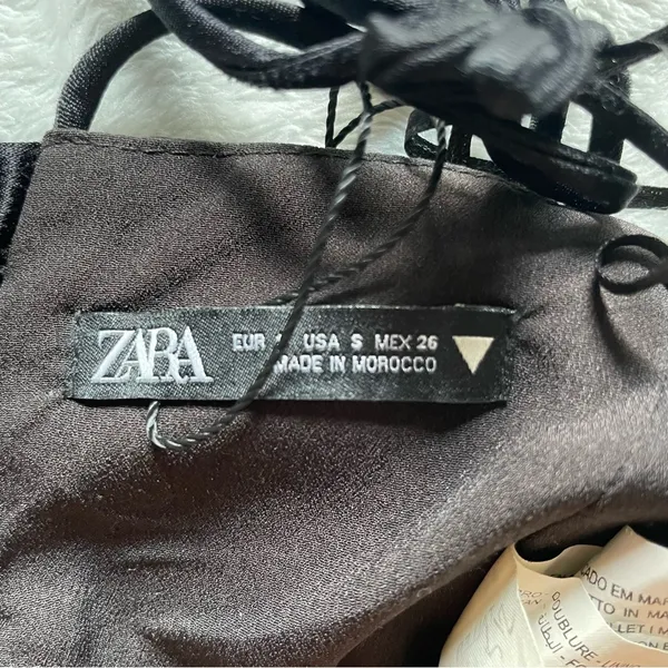 Zara Smocked Satin Bow Tie Strap Minimalist Chic Going Out Crop Party Top Small - Image 3