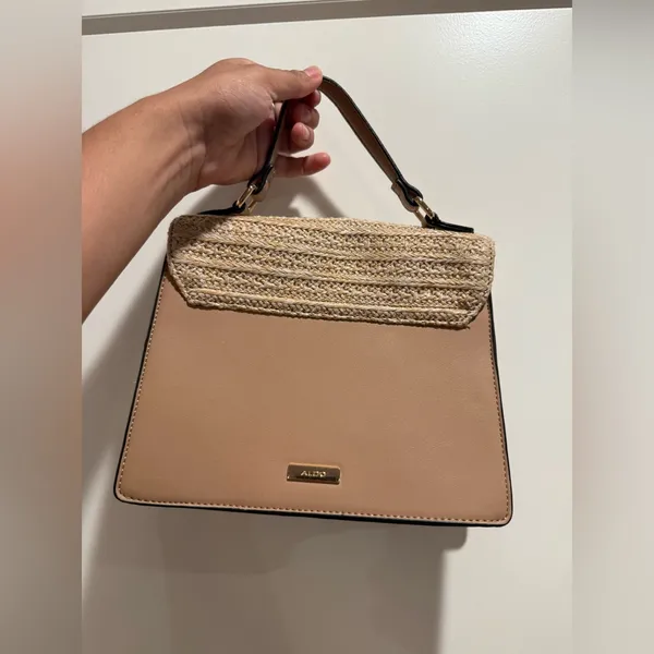 Aldo Tan and Cream‎ Satchel with Textured Design - Image 5