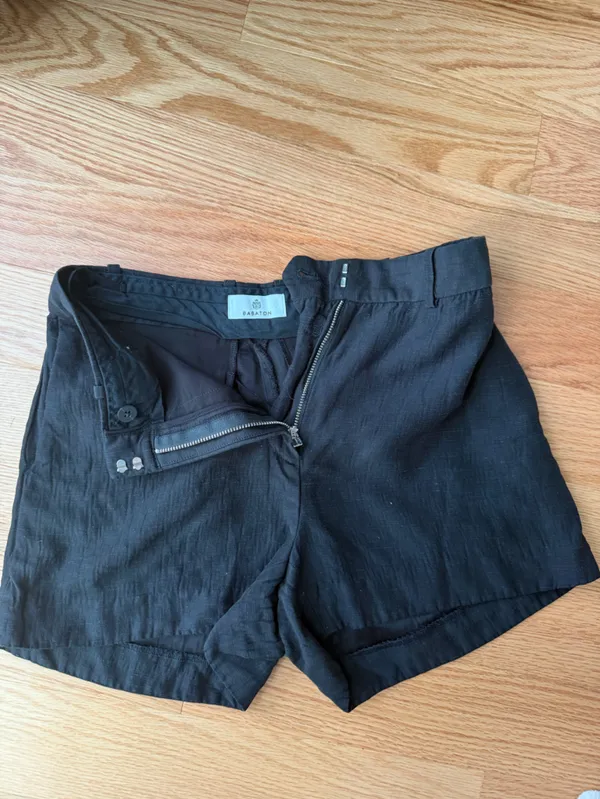 Babaton Aritzia Black Linen Blend Tailored Shorts Size 4 - Image 4