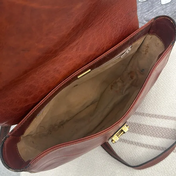 Vintage Oroton Brown Genuine Leather Crossbody Bag Handbag Australian Rare - Image 6