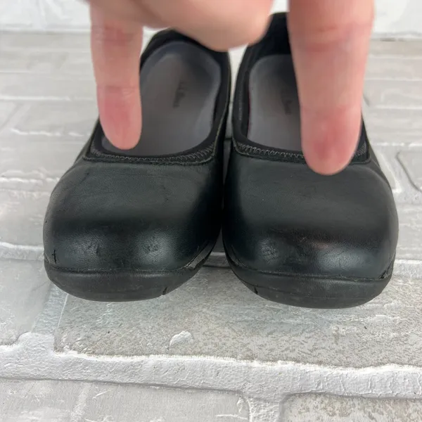 L.L. Bean Ballet Flats Shoes Womens 8 Black Leather Round Toe Slip On Sneakerina - Image 12
