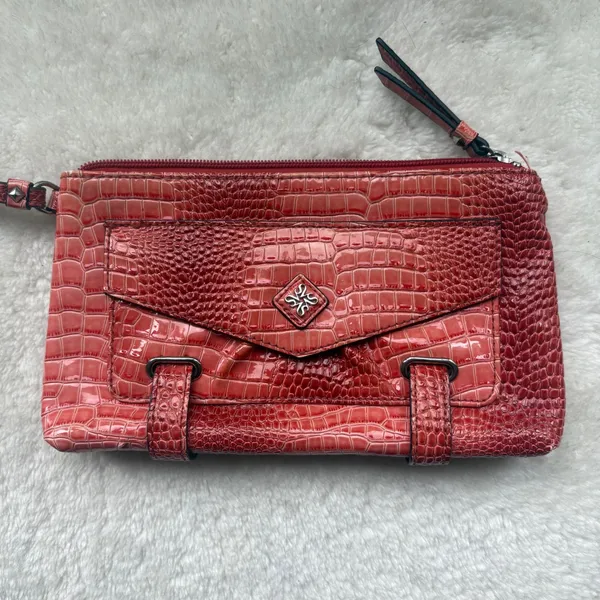 Simply Vera Vera Wang Red Crocodile Embossed Wristlet Clutch Wallet Bag‎ - Image 2