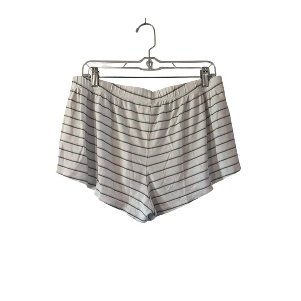 LAKE Striped Pajama‎ Sleep Lounge Shorts Women's Size L White Green Pink Stripe - Image 3