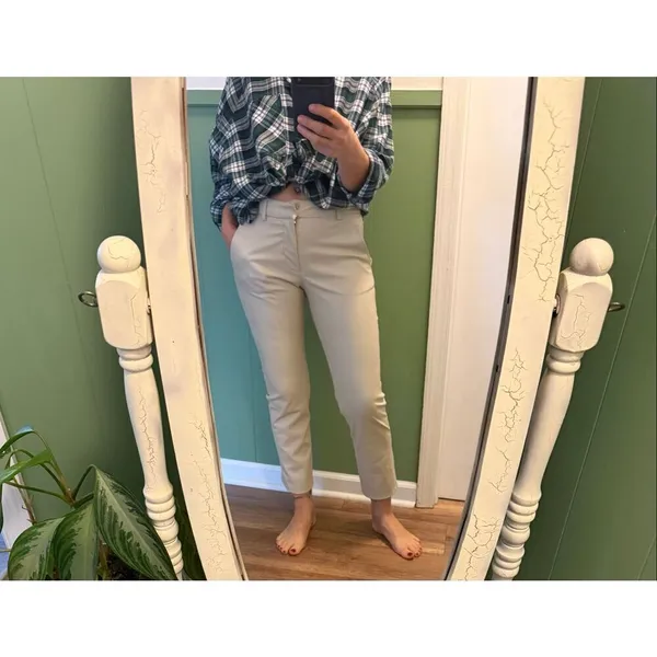 ZARA Beige Faux Leather Straight Pants Size US 2 EUR 34 - Image 7