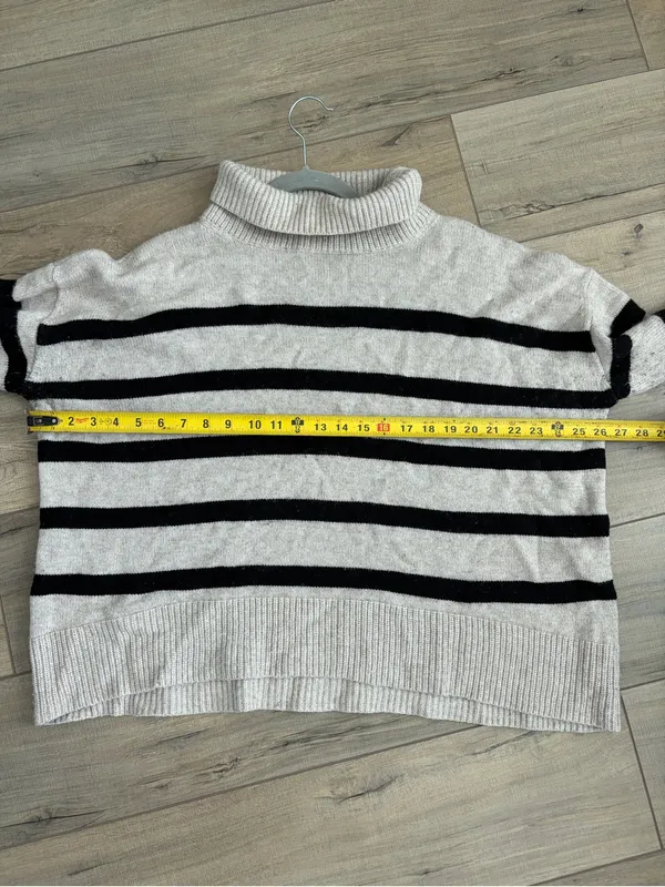 THE RESET R Label Black Tan Wool Cashmere Knit Wide Sleeve Turtleneck Sweater XL - Image 7