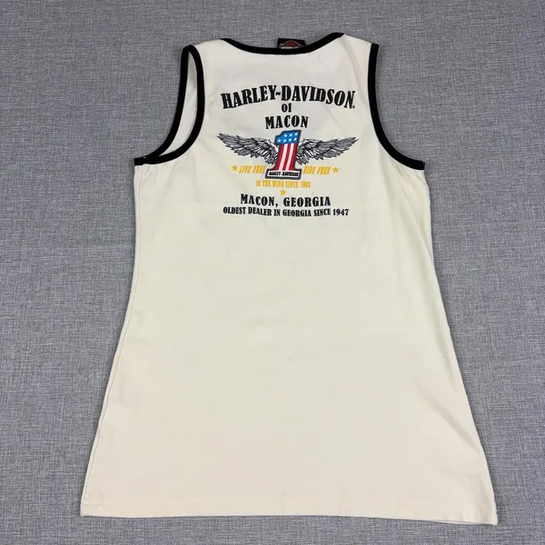 Harley-Davidson Tank Top Womens S White Scoop Neck Free Spirit Graphic Biker - Image 9