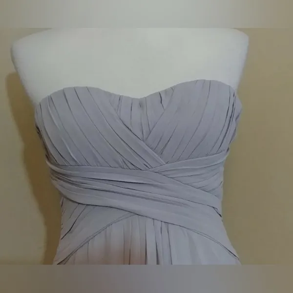 Minuet Maxi Dress Gray Pleated Chiffon Strapless Formal Gown Small from Modcloth - Image 3