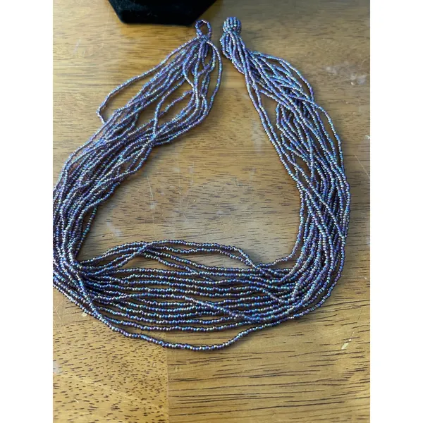Artisan Multi Strand Purple Seed Bead Necklace 20" Made in Nepal Boho Pastel - Image 7