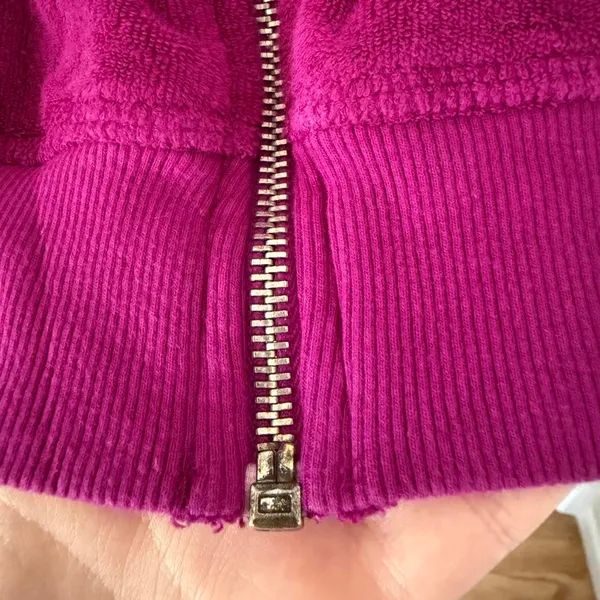vintage y2k women's Hard Tail fuchsia terry cloth zip up hoodie size medium - Image 6