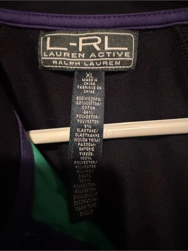 Lauren Ralph Lauren Active Quilted Fleece Jacket XL Vintage Y2K Colorblock - Image 4