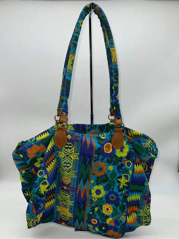 Handmade Victorian Garden Floral Cotton Canvas Tote Large Zippered Shoulder Bag - Image 5