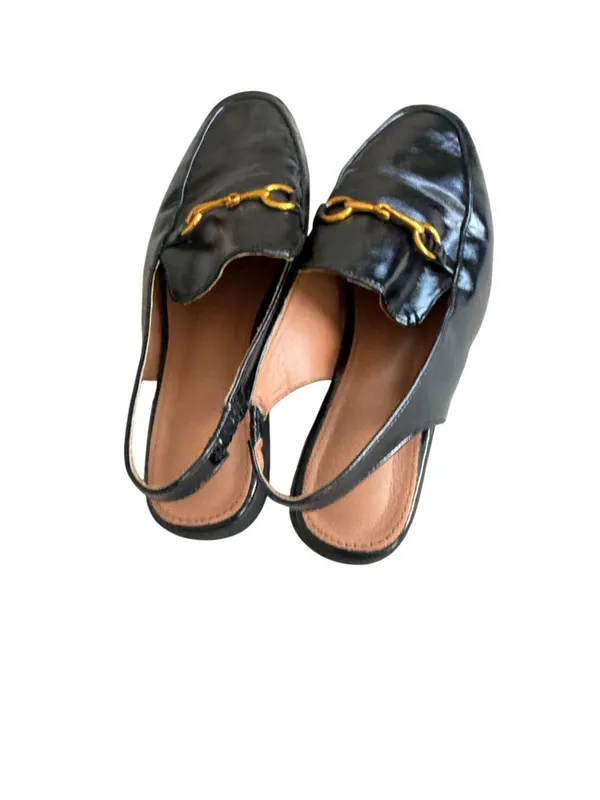 BLACK PATENT Slingback Loafer Flats Size 38 US 7.5 - Image 2