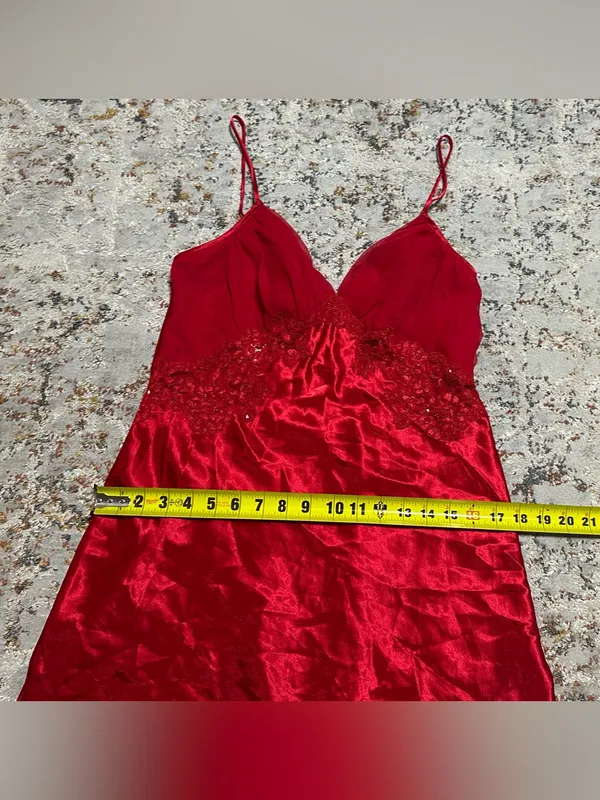 Victoria's Secret Gold Label vintage red satin slip dress size Medium - Image 7