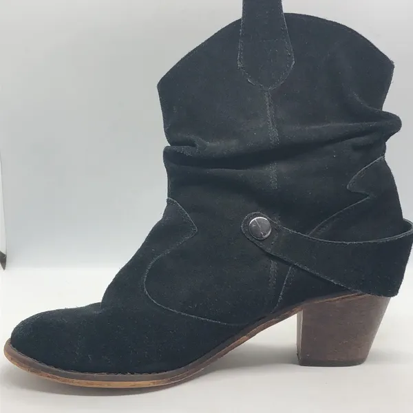 Decree Black Suede Leather Slouch Booties 9 - Image 3