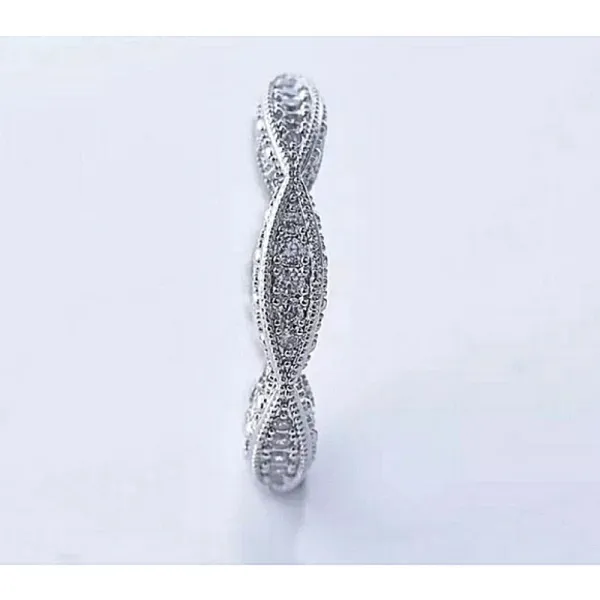 Boutique NEW Women's Gold‎ Plated Silver Eternity Simulated Diamond Band Ring Sz 10 - Image 7