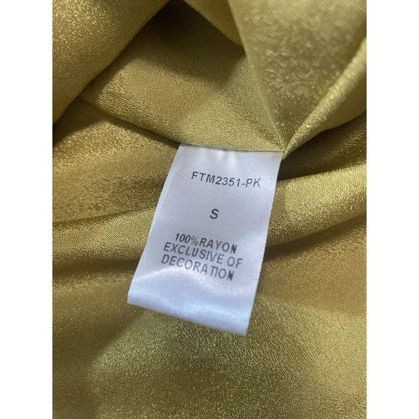 pantsstore Floral Ruffle Maxi Dress Pom Pom Accents Pink Yellow Green Size S - Image 11