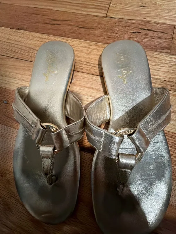 Lilly Pulitzer Mckim Wedge Sandal Gold Metallic size 6 - Image 3