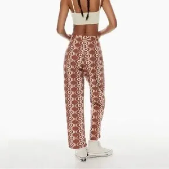 Aritzia Sun-deh Jaden 70's Vector Blue Geo Floral Twill Cotton Pant‎ wide leg 12 - Image 2