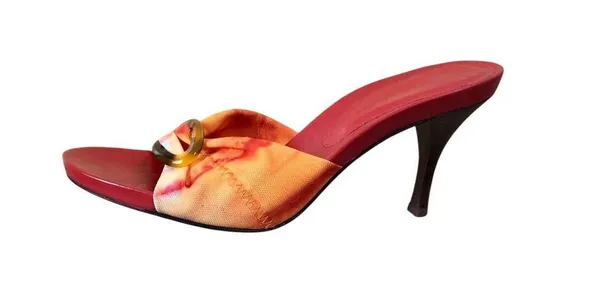 Donald Pliner Tang Orange Mesh Elastic Leather Shoe New Tie Dye Buckle $225 NWT - Image 3