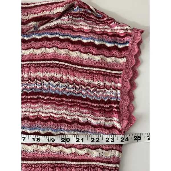 Loft Chevron Pullover Sweater Knit Women L Multi Pink Lightweight Summer Top - Image 7