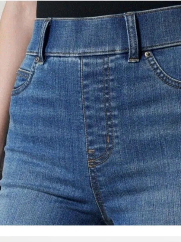 SPANX Pull‎ On Flare Jeans in Vintage Indigo Size XL Stretch Denim - Image 3