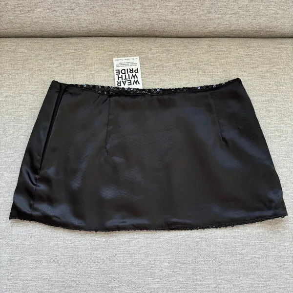 NWT Parke Black Sequin Mini Skirt Small Sparkly Party Night Out Whimsy Goth Glam - Image 9