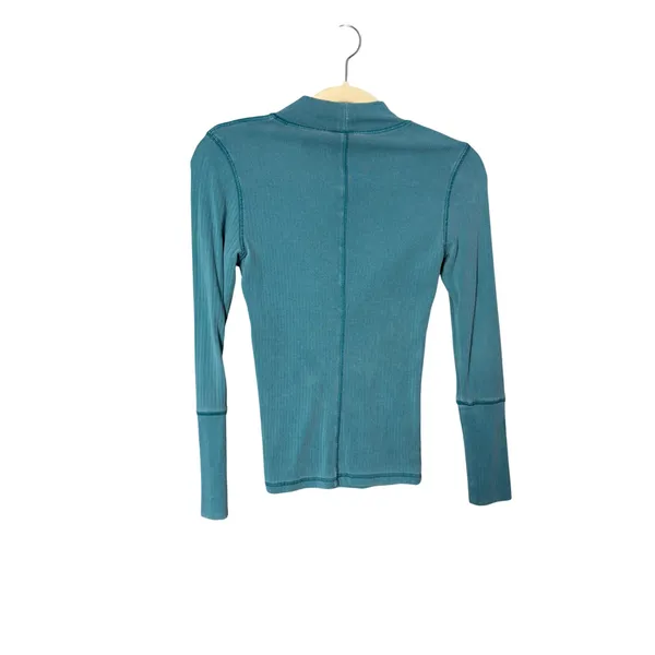 Intimately Free People The Rickie Top XS Teal Ribbed Mock Neck Boho Minimalist - Image 2