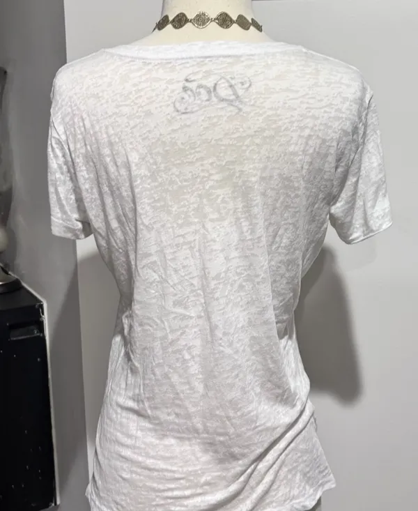 Delia's Vintage Y2K-era "Doe" Graphic White Burnout V-neck T-shirt - Image 5