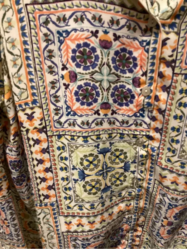Rose & Olive Multicolor Tile Floral Button-Up Blouse - Image 2