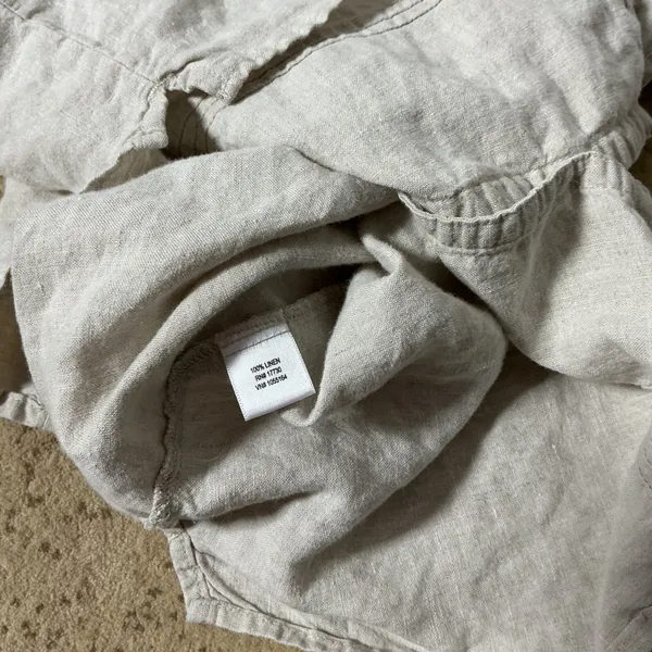 Cherokee Linen Pintuck Button Down Shirt Womens XL Beige Coastal Grandma Summer - Image 5