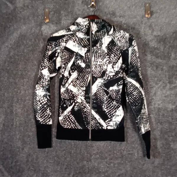 Lululemon Scuba Hoodie Black N White Jacket Womens Size 2 - Image 2