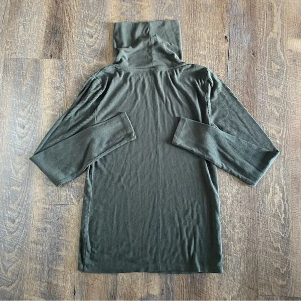 Loft Turtleneck Shirt Ribbed Long Sleeve XS Stretch Olive Green - Image 5