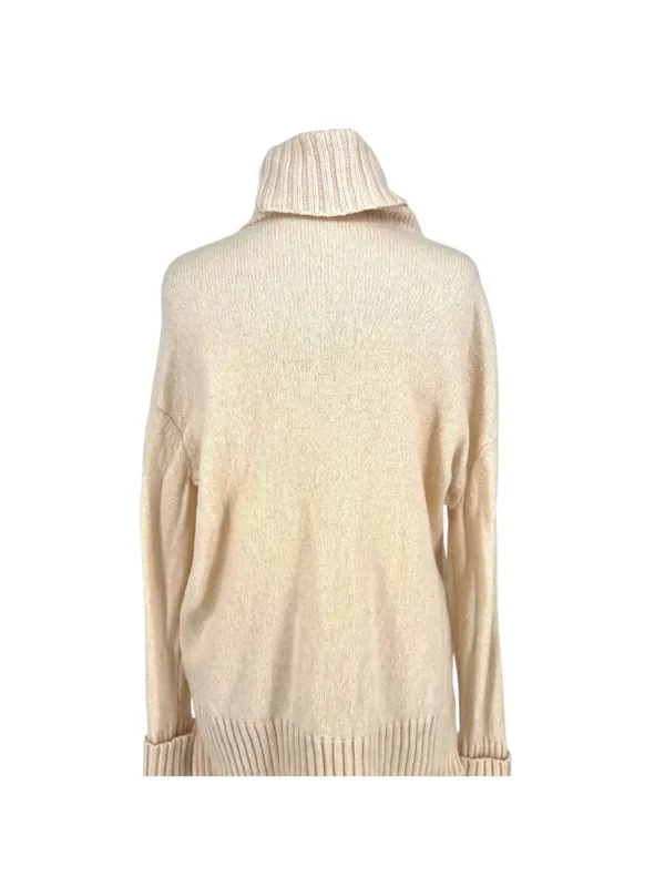 Anthropologie Moth Cream Cowl Oversized Wool Blend Ribbed Sweater Size Small - Image 5